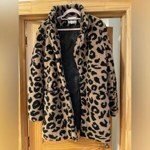 Apparis faux shearling leopard print coat size XL
